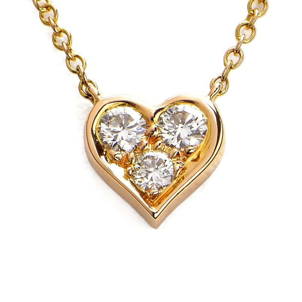 Tiffany Sentimental Heart Necklace K18PG 3P Diamond Pendant Pink Gold - Picture 2 of 5